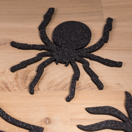 Tischdeko "Grusel-Spinnen" aus Schaumstoff