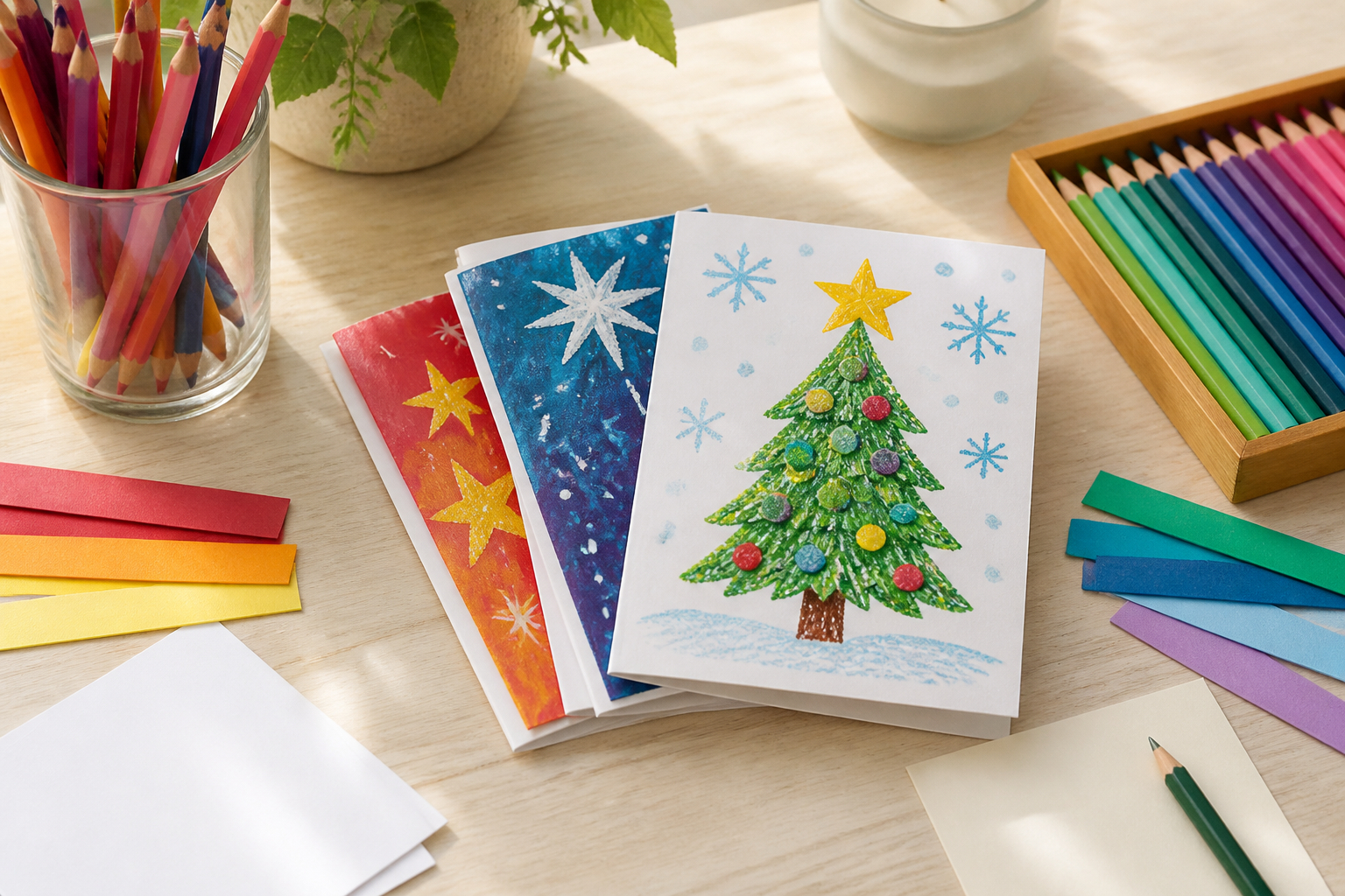 Weihnachtskarten zum Ausmalen für kreative Adventspost