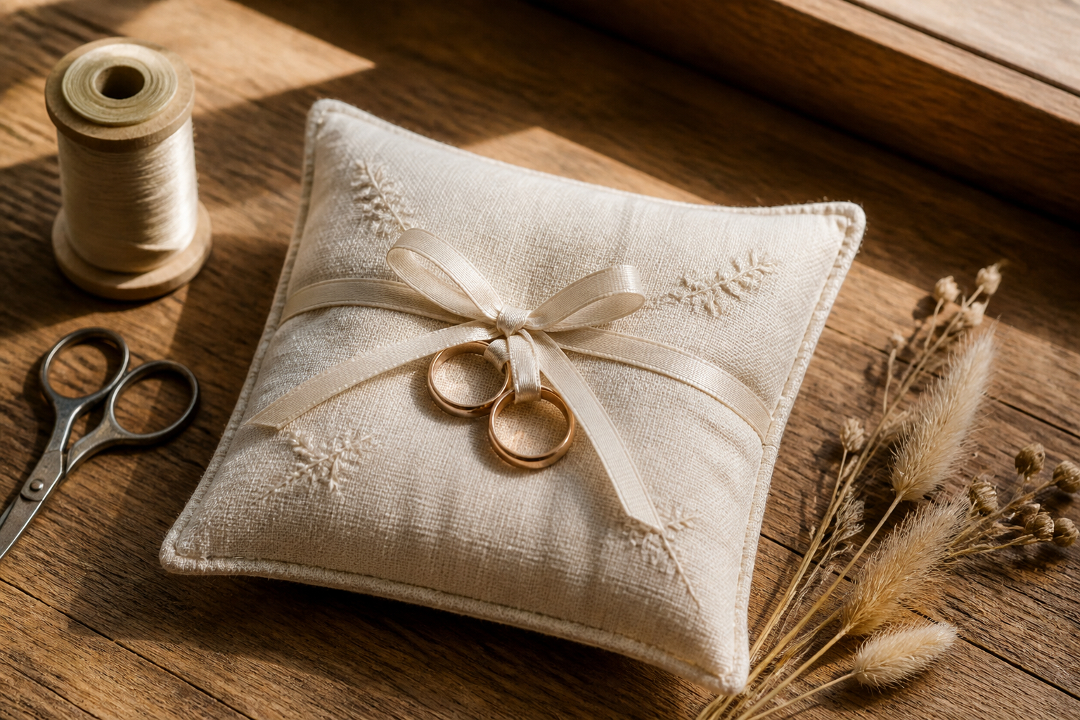 Ringkissen für die Hochzeit aus Leinen selber machen