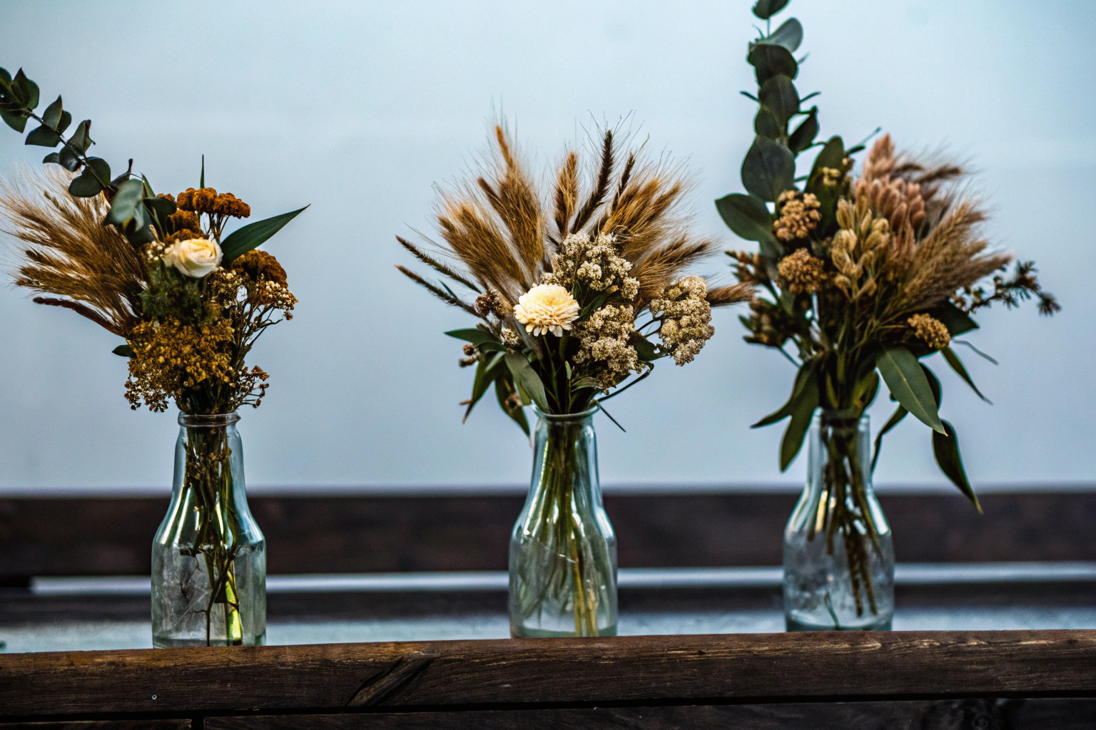 Trockenblumen Tischdekoration