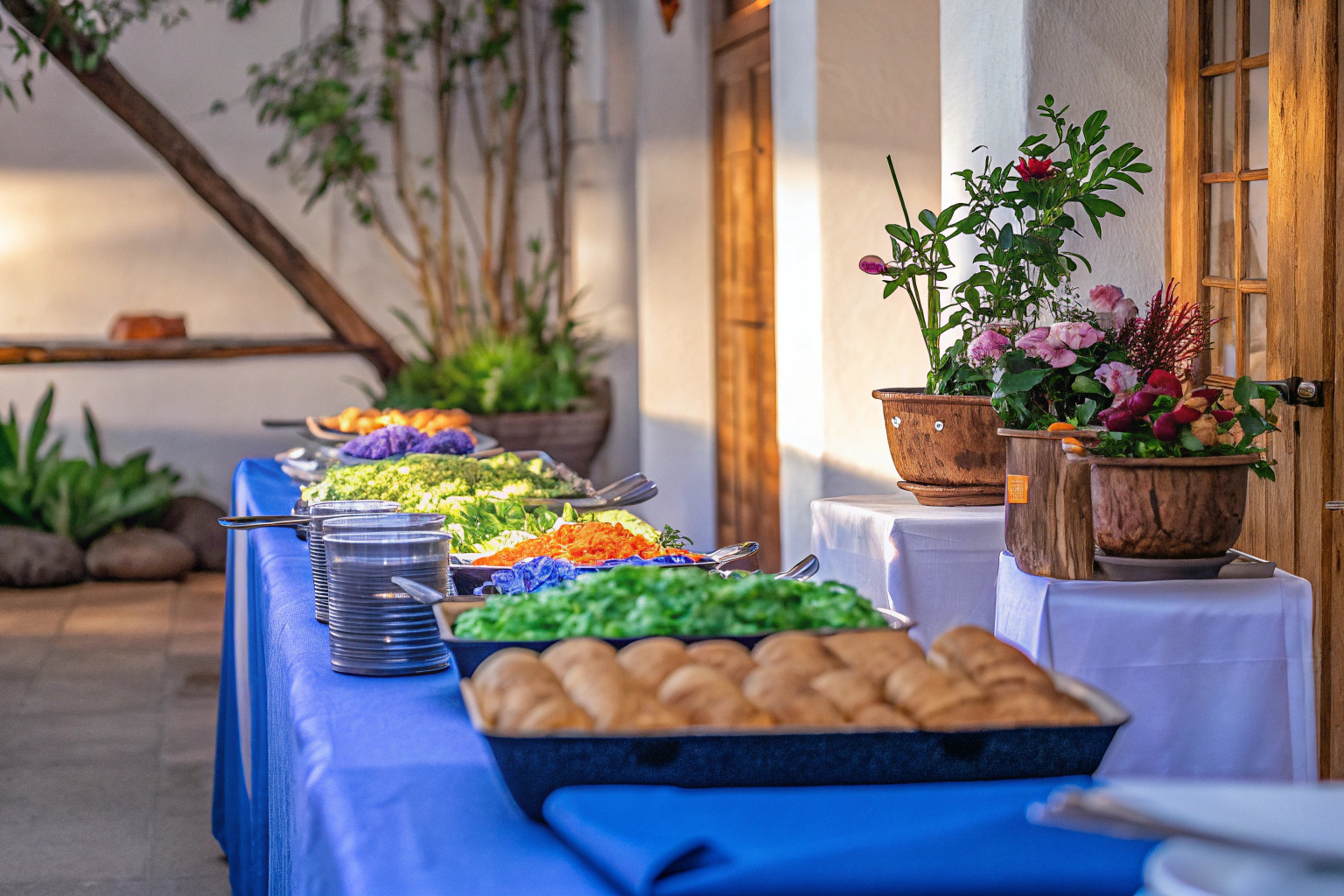 Ein Buffet mit regionalen und saisonalen Speisen, das umweltfreundlich und köstlich ist. Nachhaltiges Buffet mit regionalen Speisen