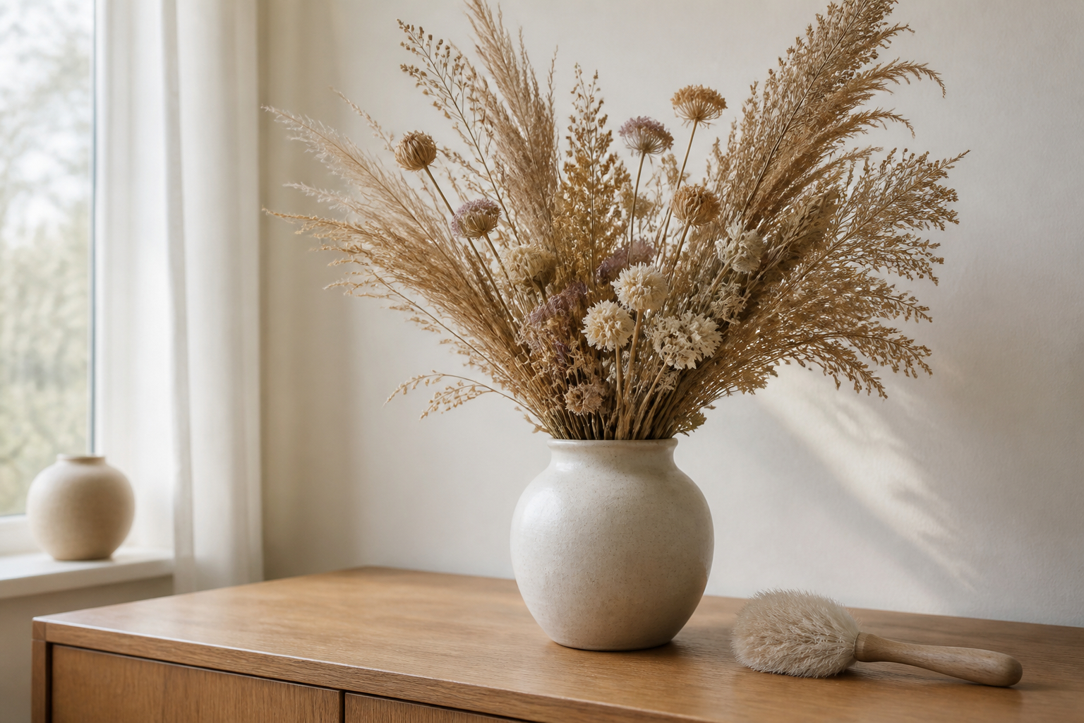 Trockenblumen richtig pflegen und von Staub befreien