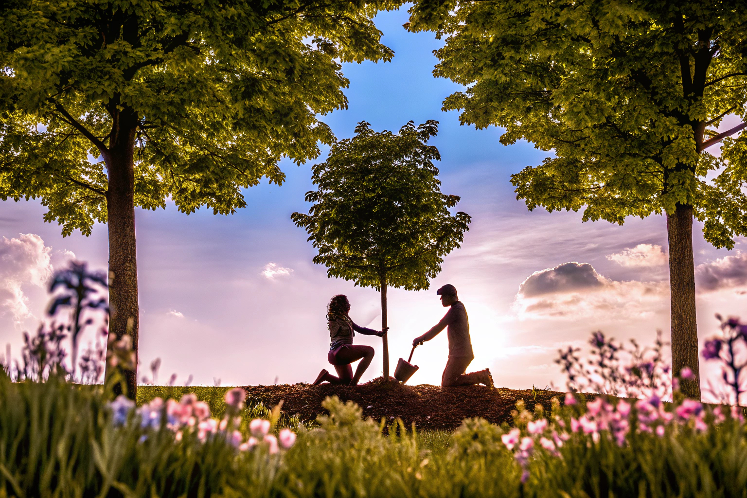 Pflanzen eines Baumes zur Hochzeit