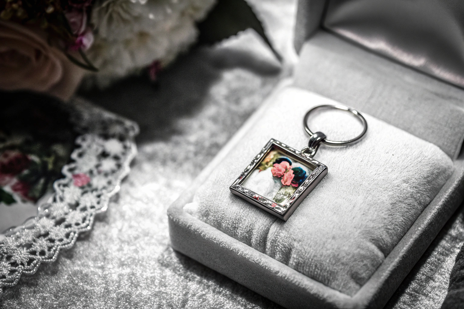 Ein personalisierter Schlüsselanhänger mit einem Foto, ideal als Geschenk für besondere Anlässe. Personalisierter Schlüsselanhänger mit Fotogravur