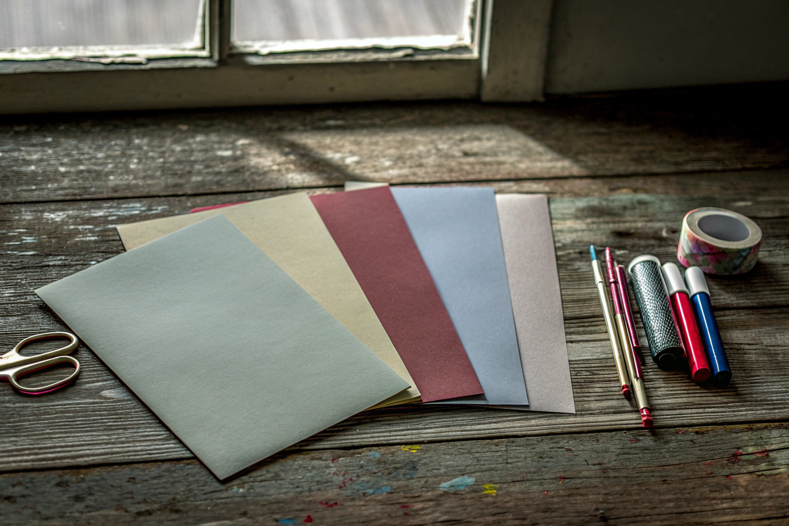 Ein Stapel bunter Faltkarten, die bereit sind, für kreative Projekte verwendet zu werden. Bunte Faltkarten für kreative DIY-Projekte