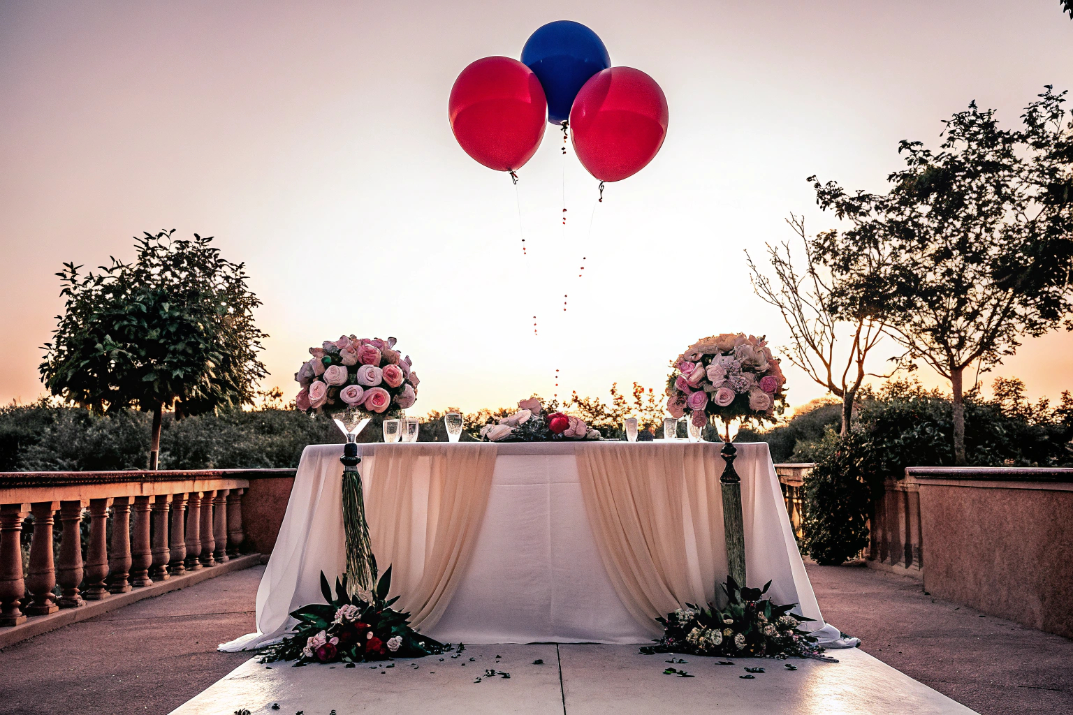 Hochzeitstisch Dekoration mit Luftballons