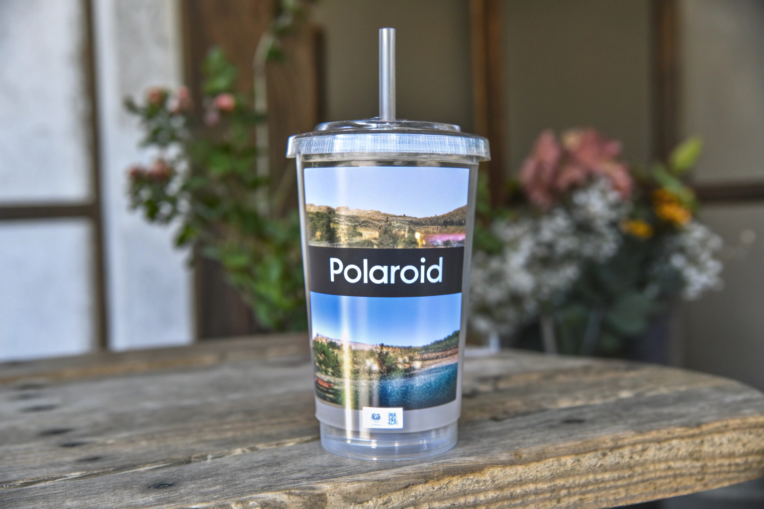 Ein Trinkglas mit Foto im Polaroid Design und Wunschtext Trinkglas mit Foto
