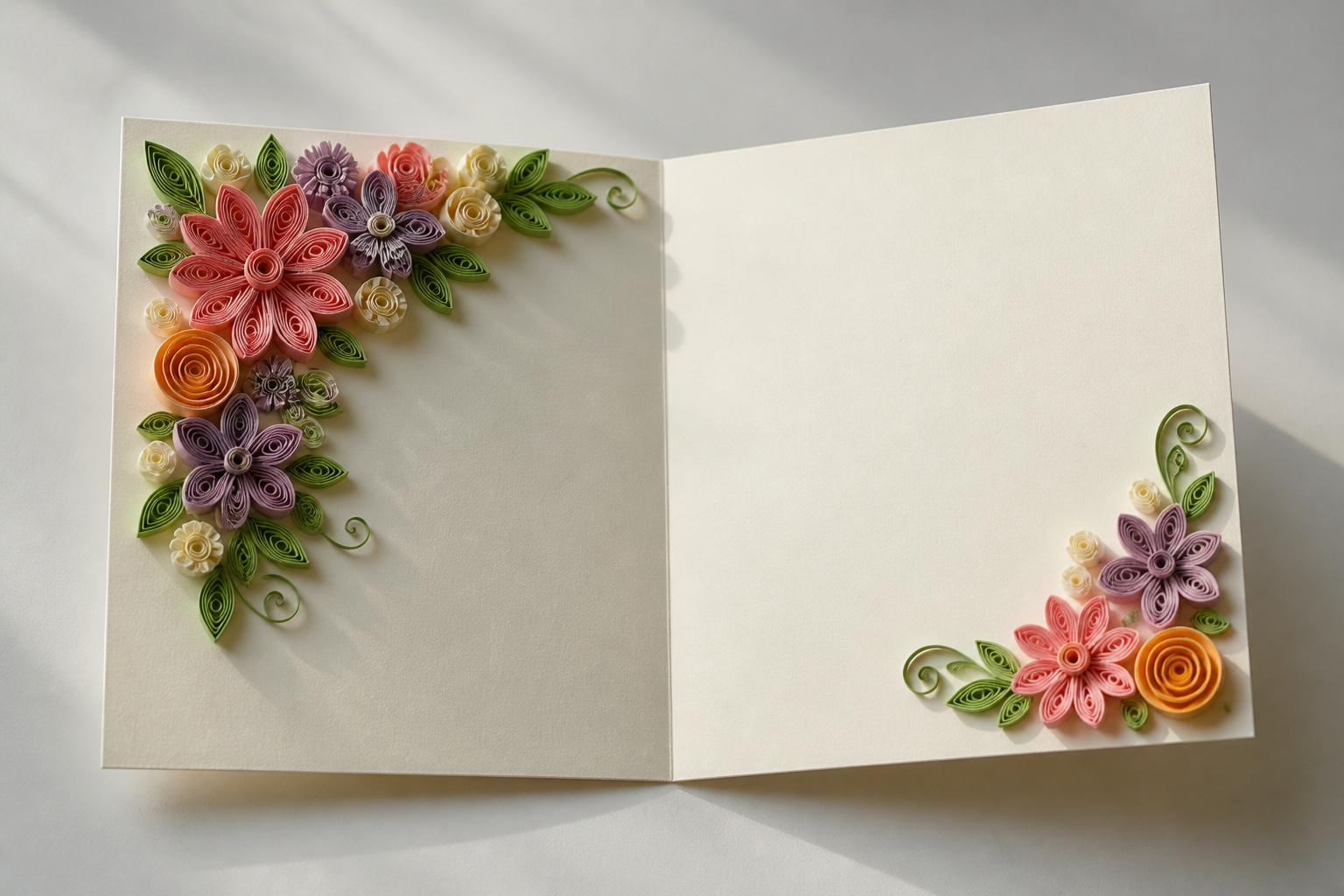 Geburtstagskarte mit filigranen Quilling-Blumen aus Papier