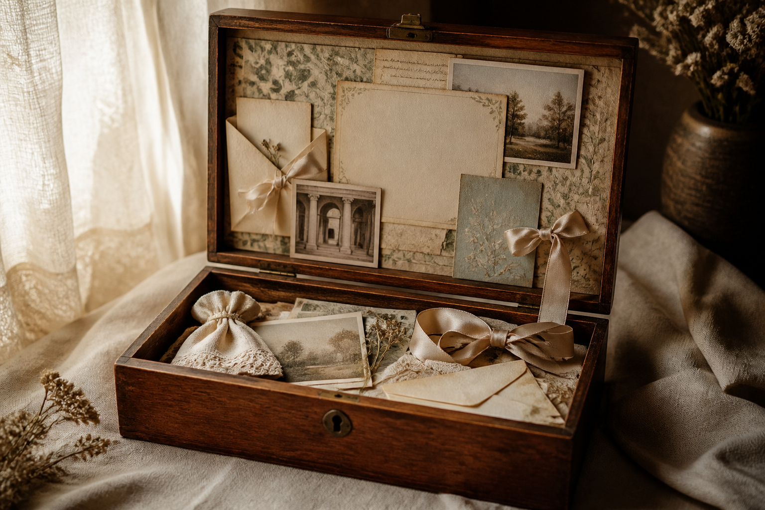 Hochzeitserinnerungsbox aus alten Karten gestalten