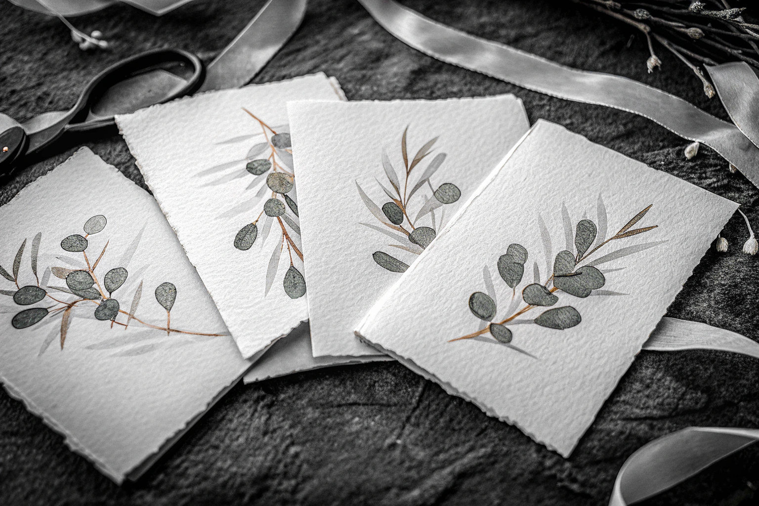 Einladungskarten mit elegantem Eukalyptus-Design für Hochzeiten. Elegante Einladungskarten mit Eukalyptus-Design