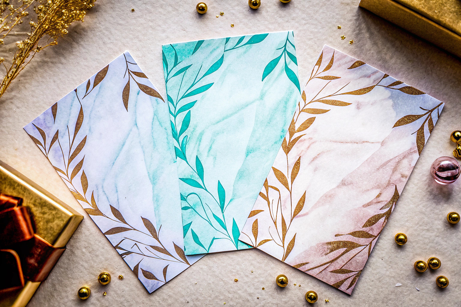Elegante Einladungskarten mit einem Blätter Aquarell Design für stilvolle Anlässe. Elegante Einladungskarten im Blätter Aquarell Design