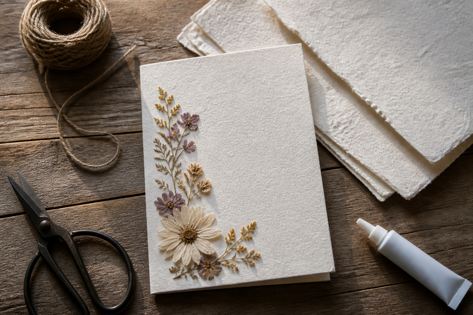 DIY Grußkarte mit gepressten Trockenblumen gestalten