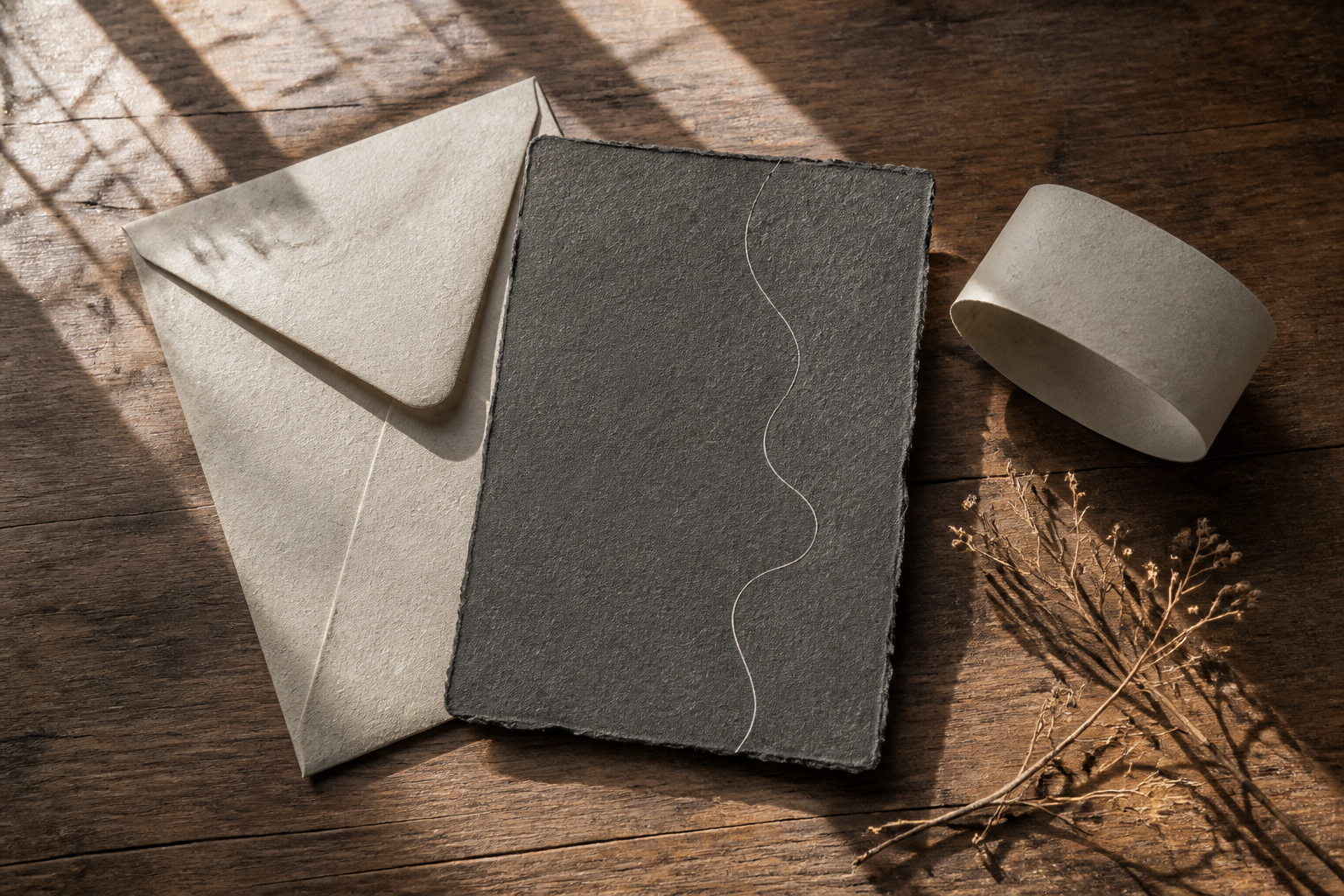Graue Vintage-Hochzeitseinladung aus Recyclingpapier