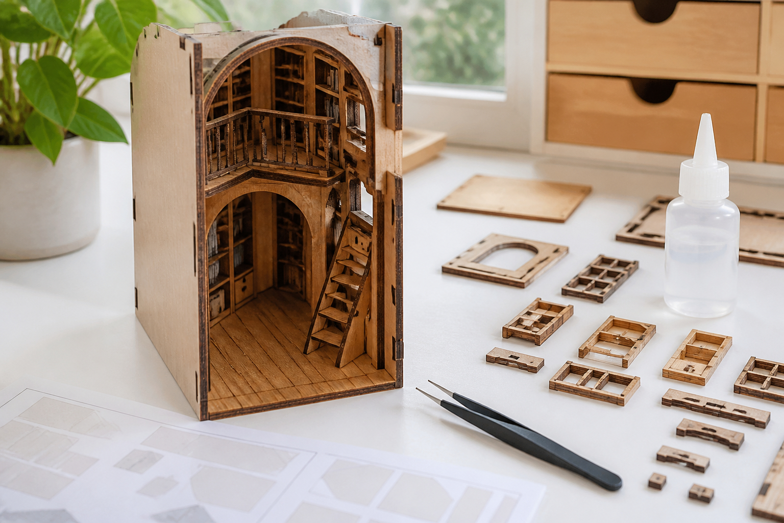 Book Nook Bausatz aus Holz selber bauen