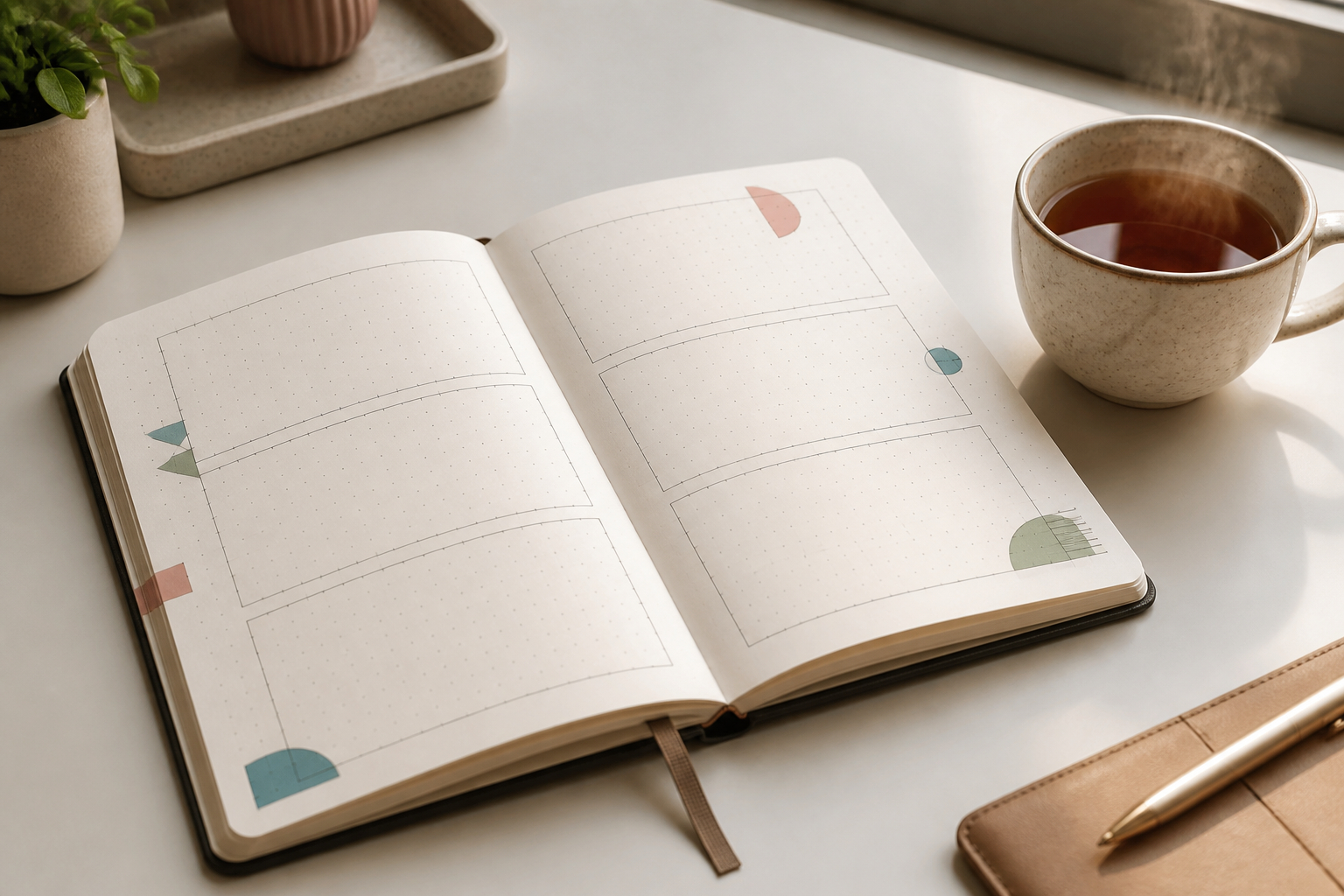 Minimalistisches Bullet Journal mit einfacher Wochenübersicht