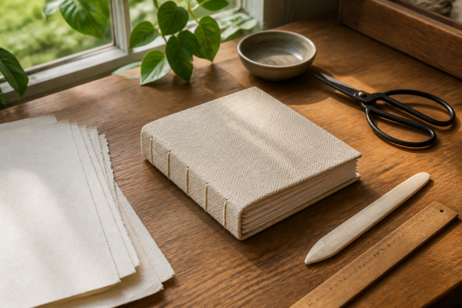 Materialien und Werkzeuge zum Buchbinden für Anfänger