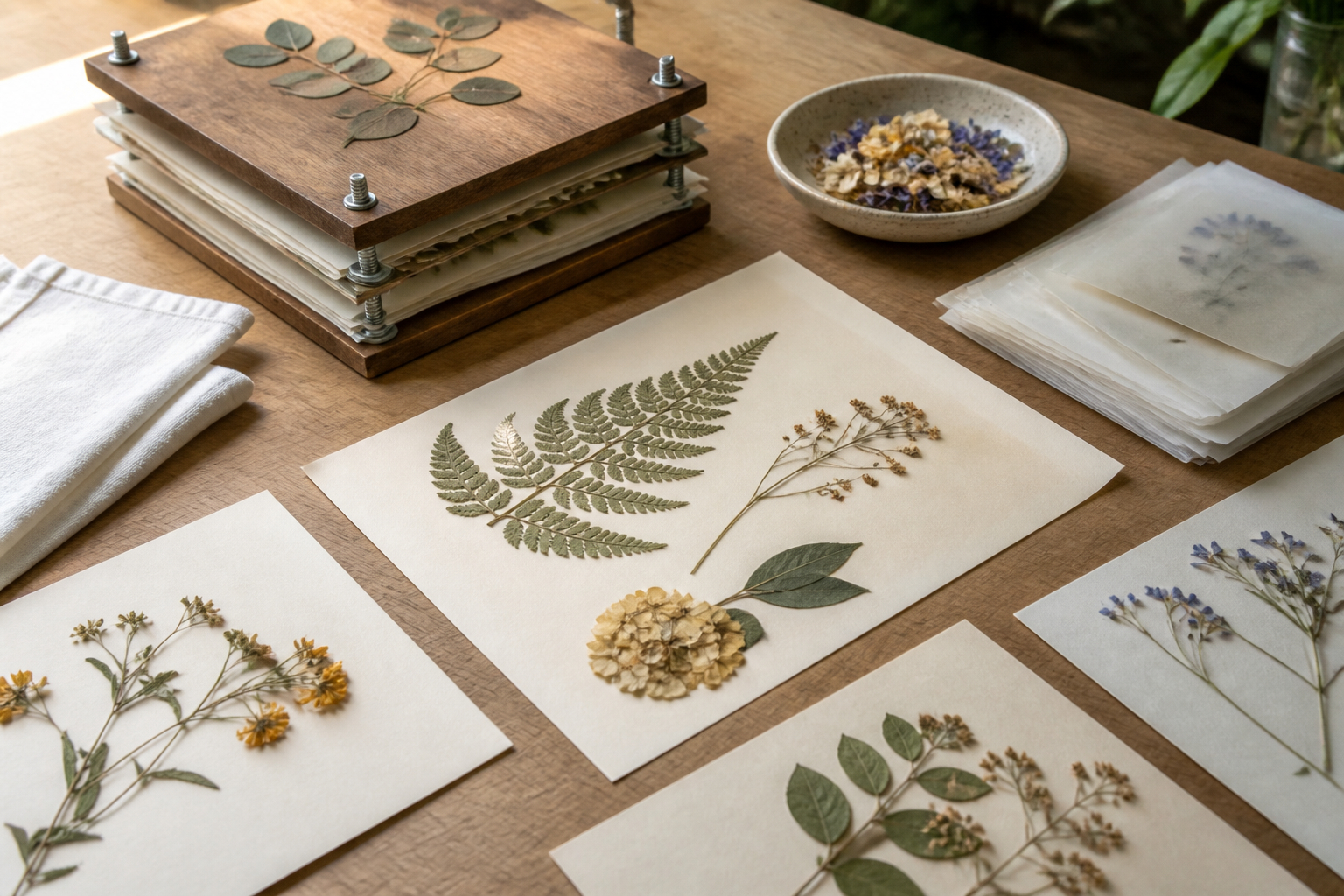 Mit Kindern ein Herbarium aus gepressten Blumen gestalten