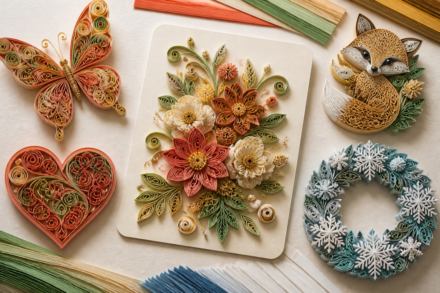 Verschiedene Papierquilling-Ideen für Anfänger