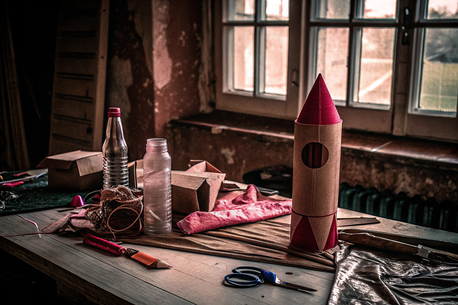 Kinder basteln mit recycelten Materialien
