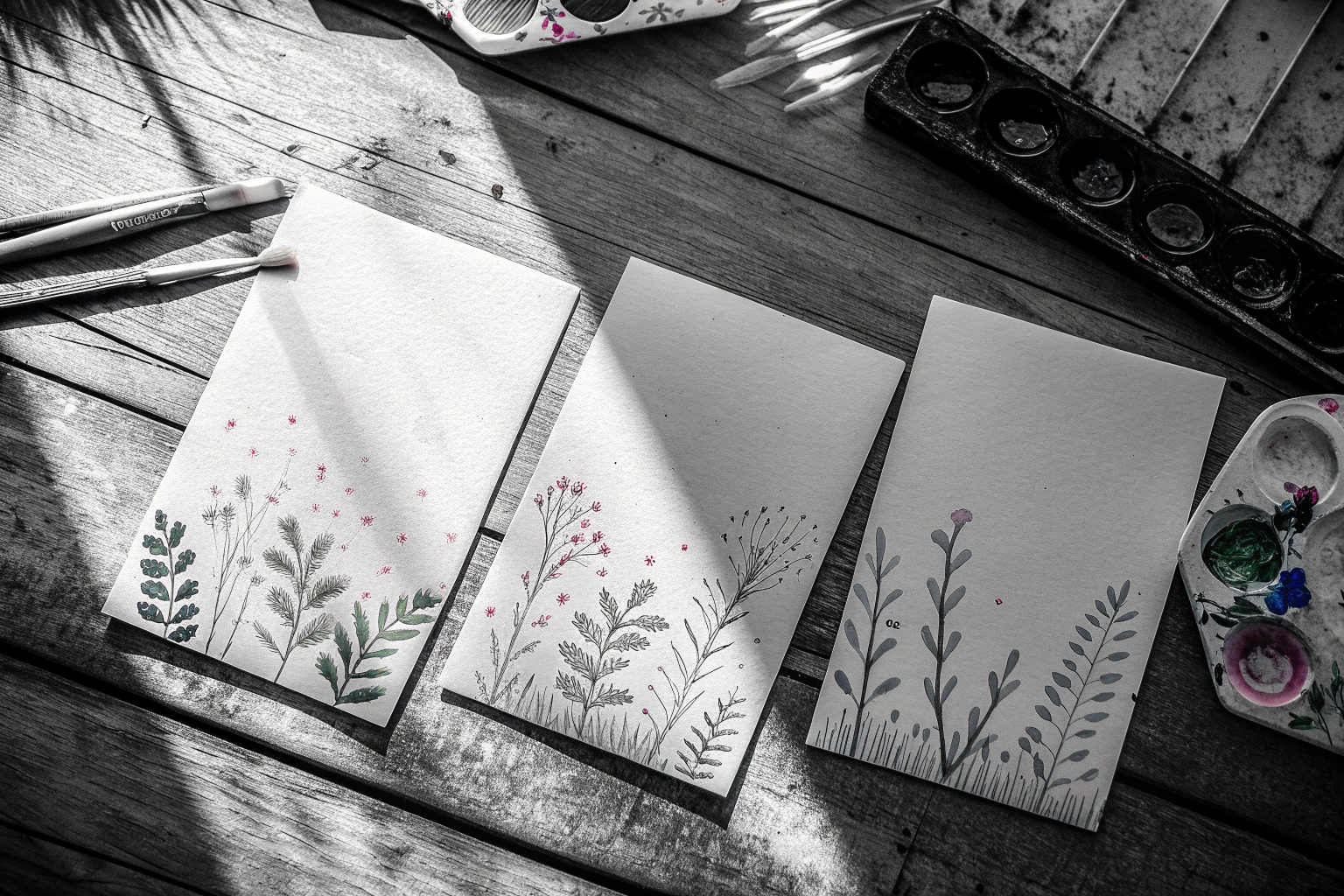 Kreative Einladungskarten mit Aquarellklecksen und bunten Farben. Einladungskarten mit Aquarellmuster