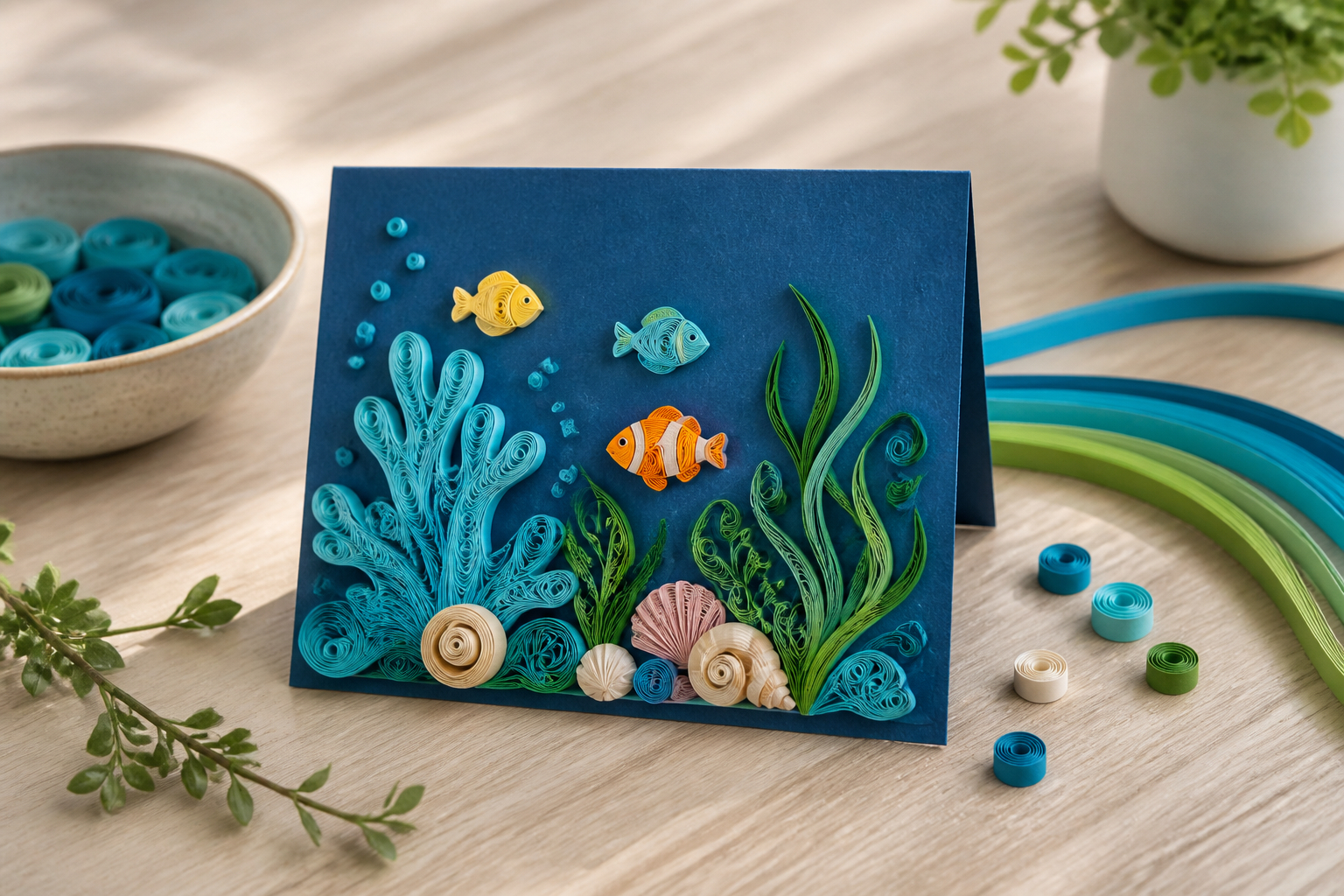 3D-Unterwasserwelt aus Papierquilling