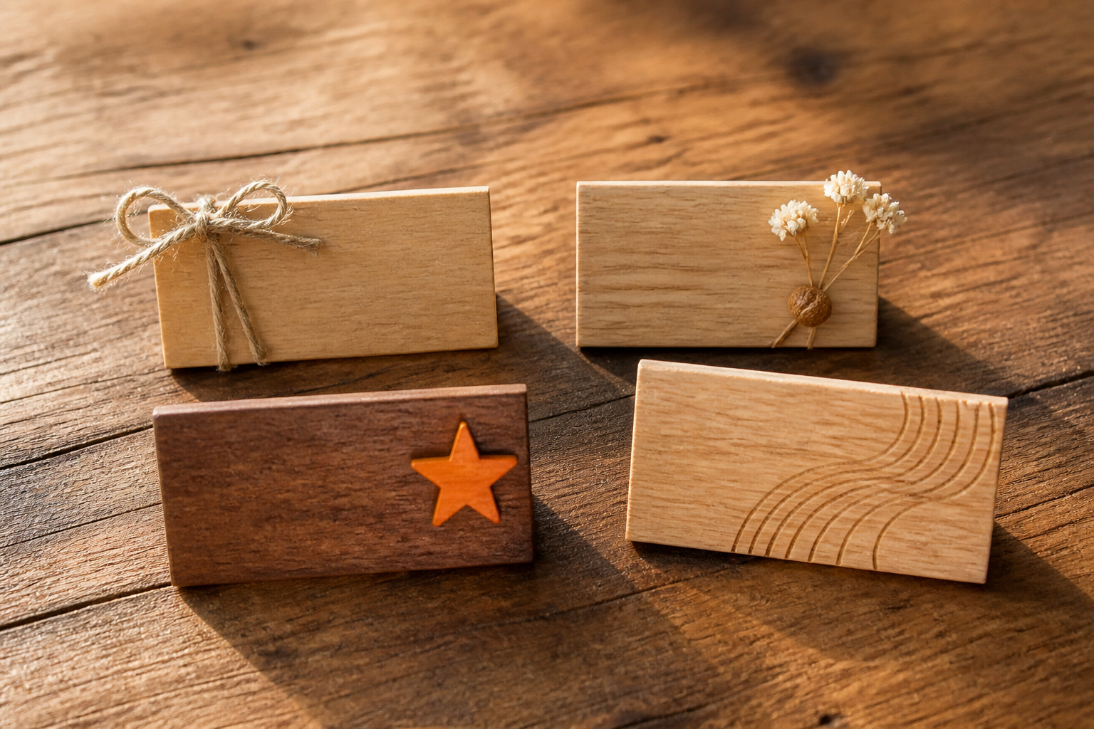 Verschiedene kreative DIY-Platzkarten aus Holz