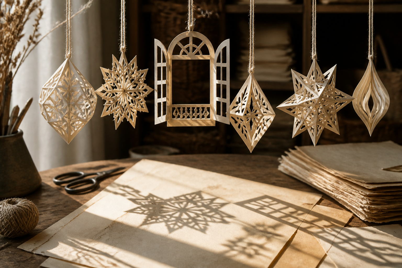Filigrane Kirigami-Papierornamente als nachhaltige Dekoration