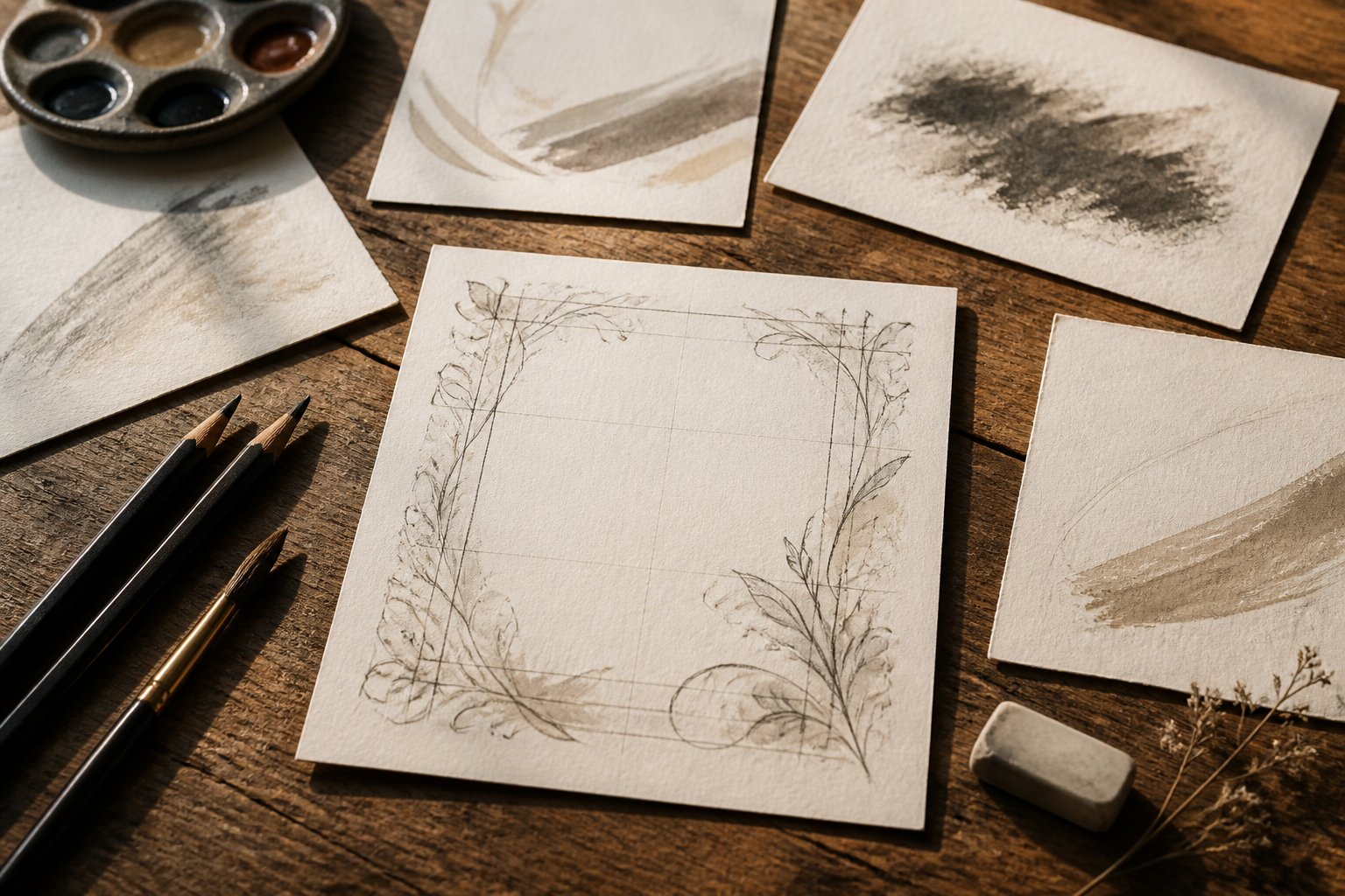 Handgemachte Lettering-Karten mit verschiedenen Schriftstilen