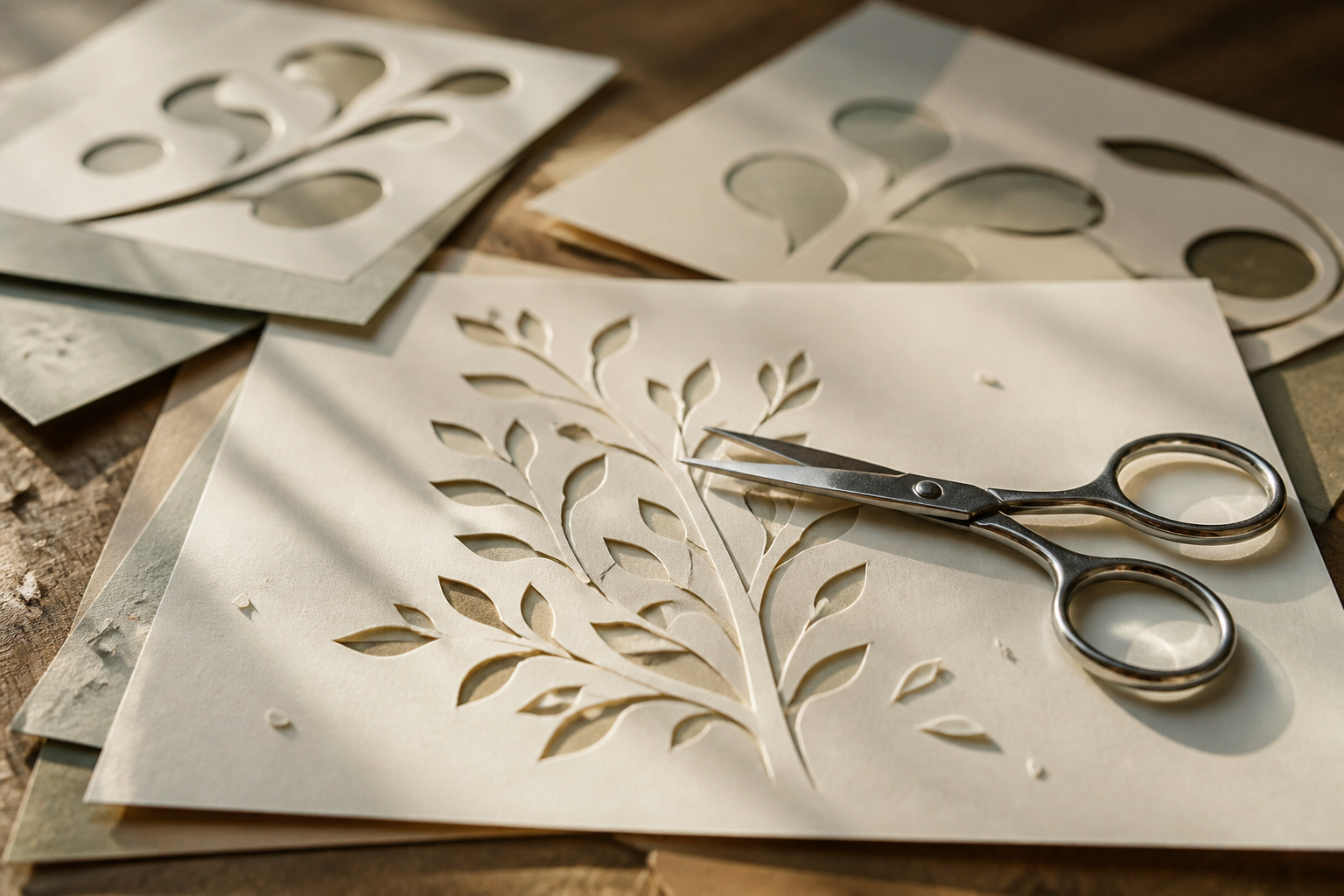 Filigranes Papiermotiv mit Präzisionsschere ausschneiden