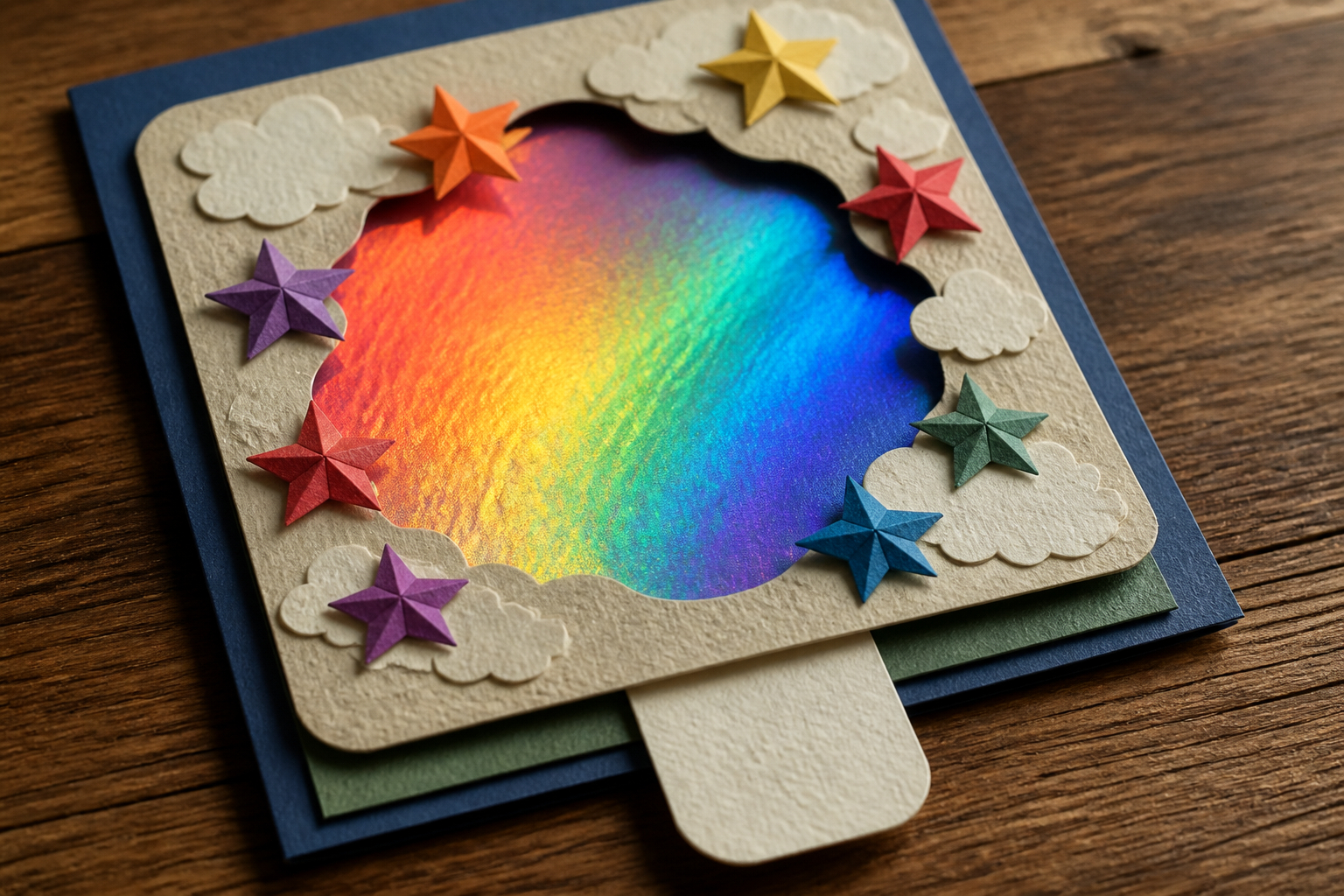 Irisierende Regenbogenkarte aus Papierresten basteln