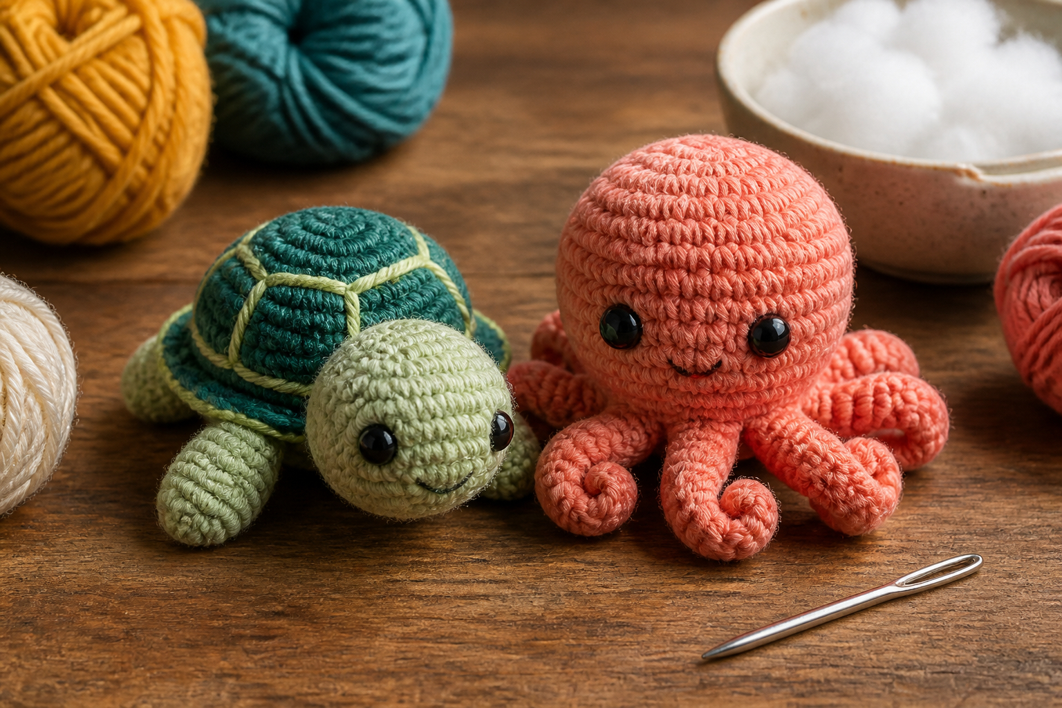 Amigurumi-Schildkröte und Oktopus selber häkeln