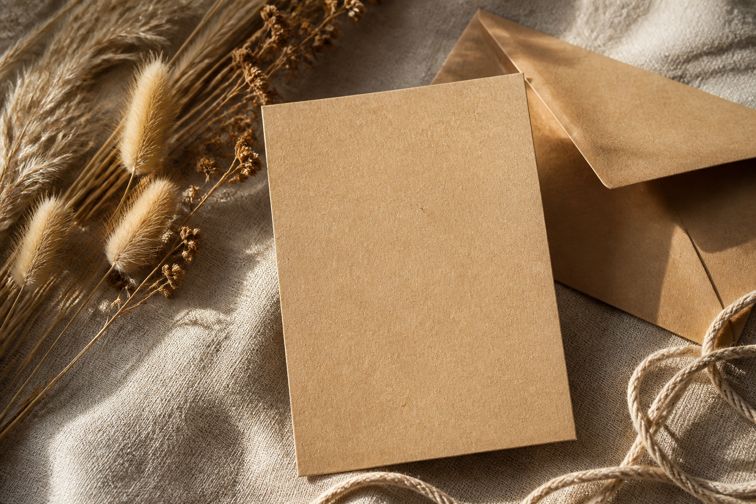 Minimalistische nachhaltige Hochzeitseinladung aus Kraftpapier