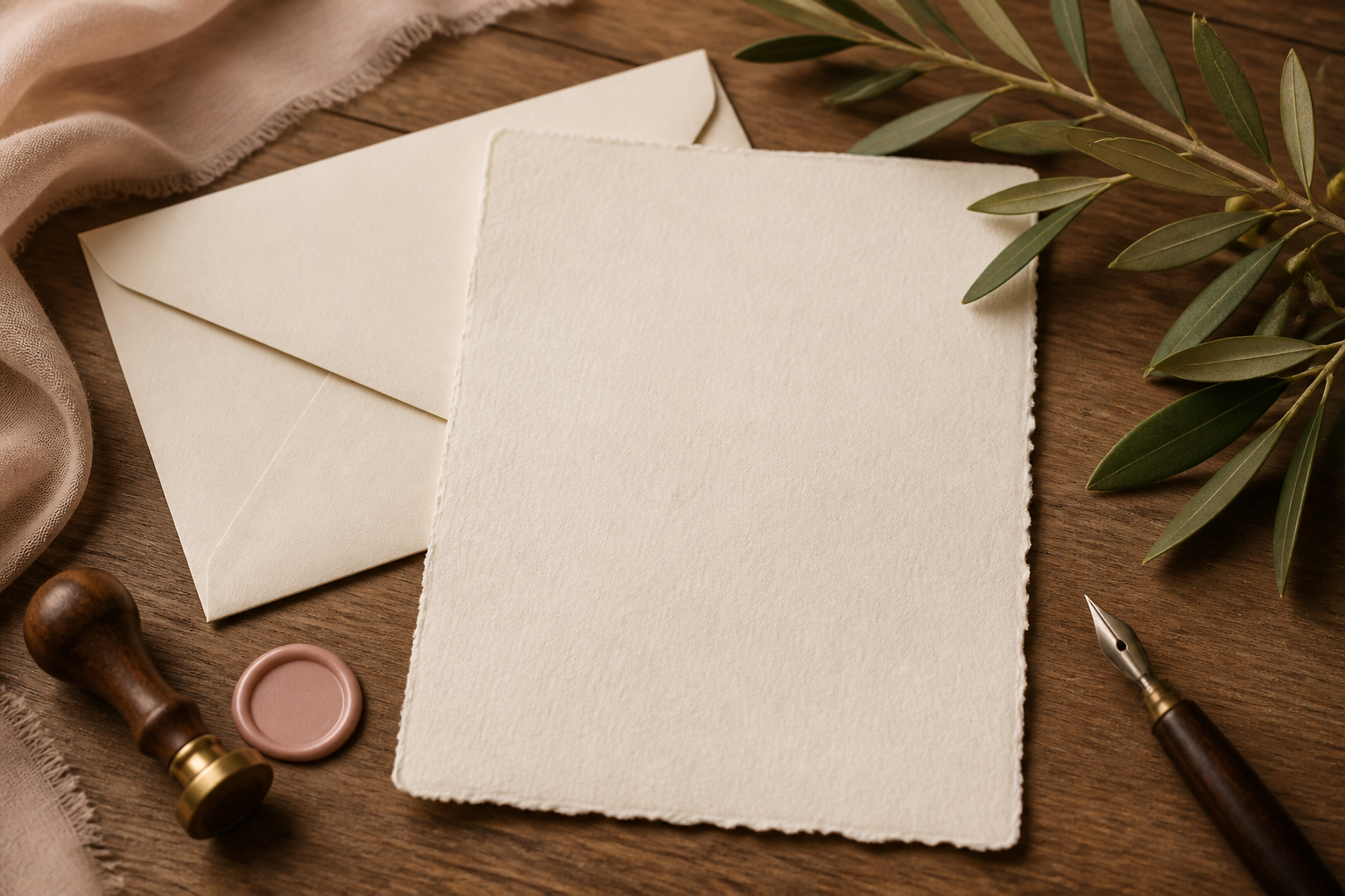 Romantische Hochzeitseinladung auf strukturiertem Papier