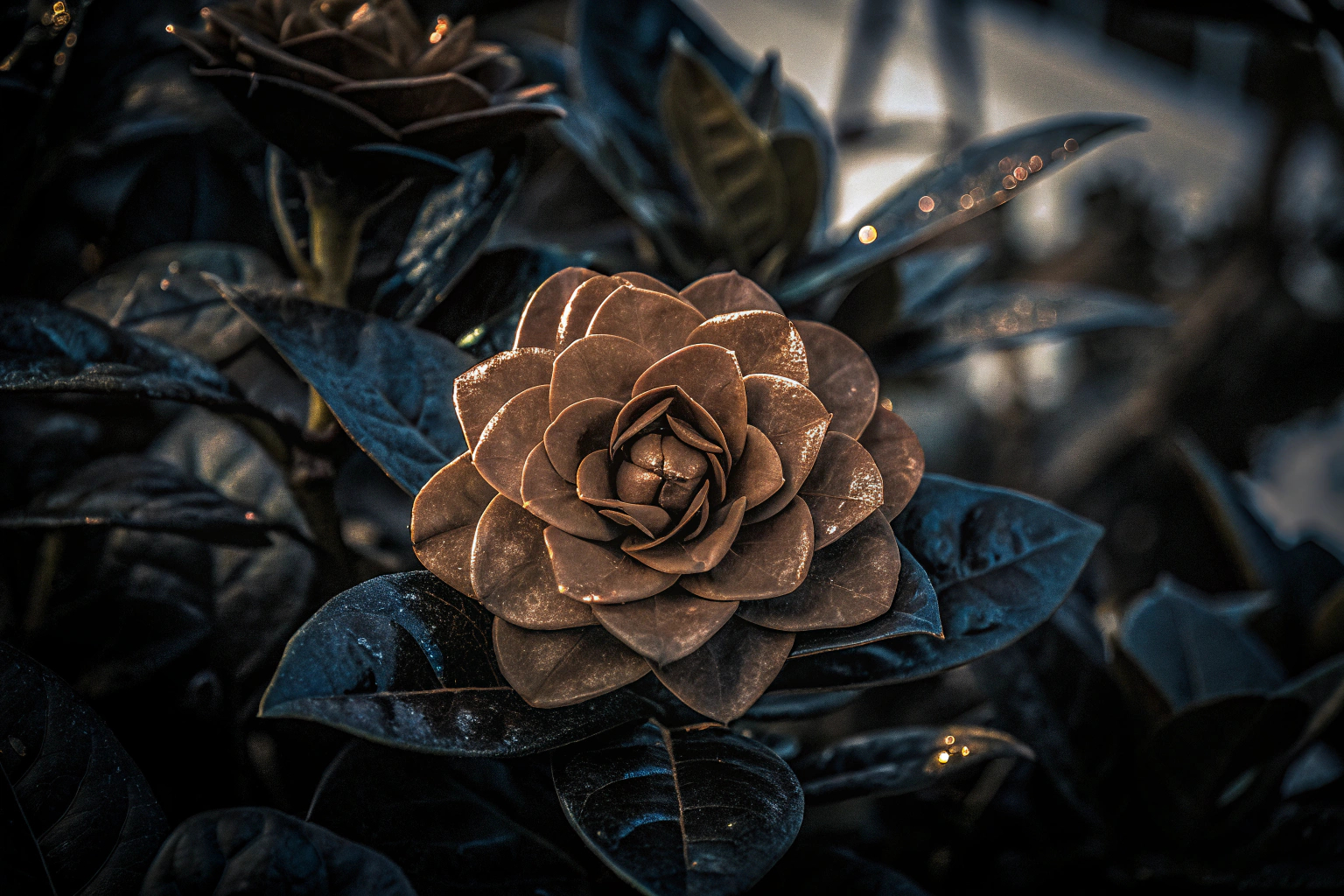 Nahaufnahme einer Schokoladenblume in voller Blüte. Schokoladenblume in Blüte