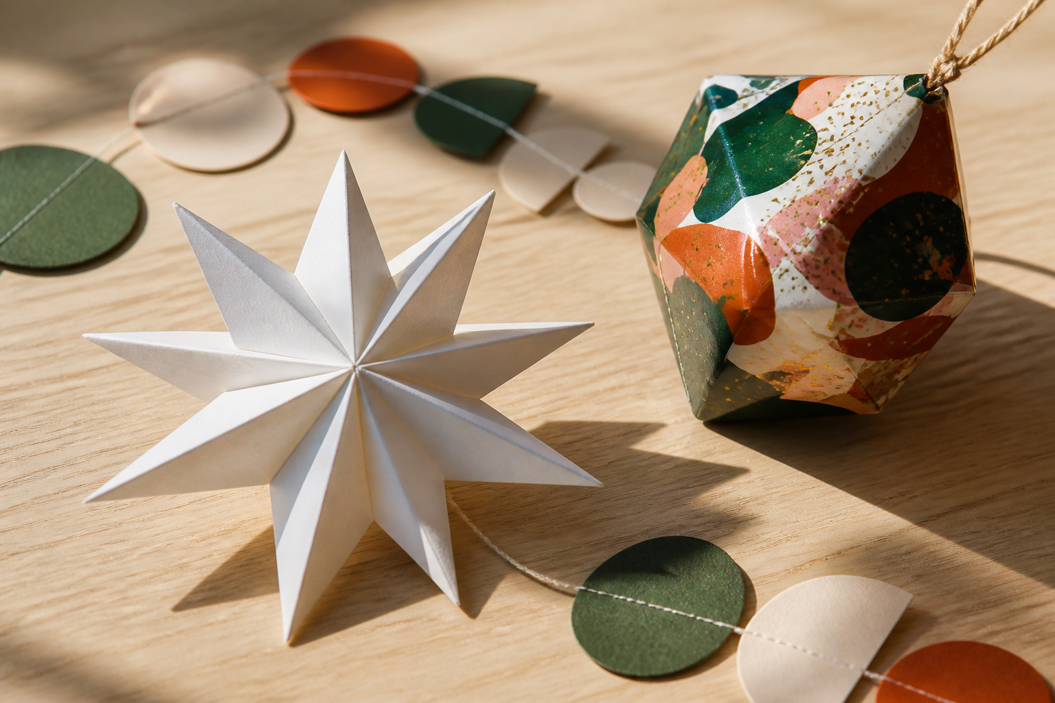 Papierstern und Weihnachtsgirlande selber basteln