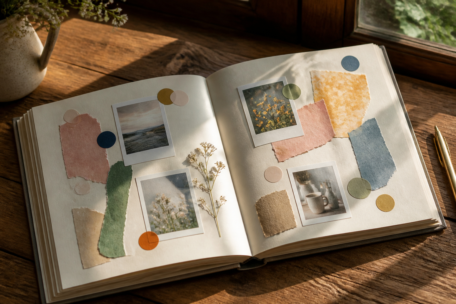 DIY-Kreativalbum mit Fotos und Gästebuch-Stickern