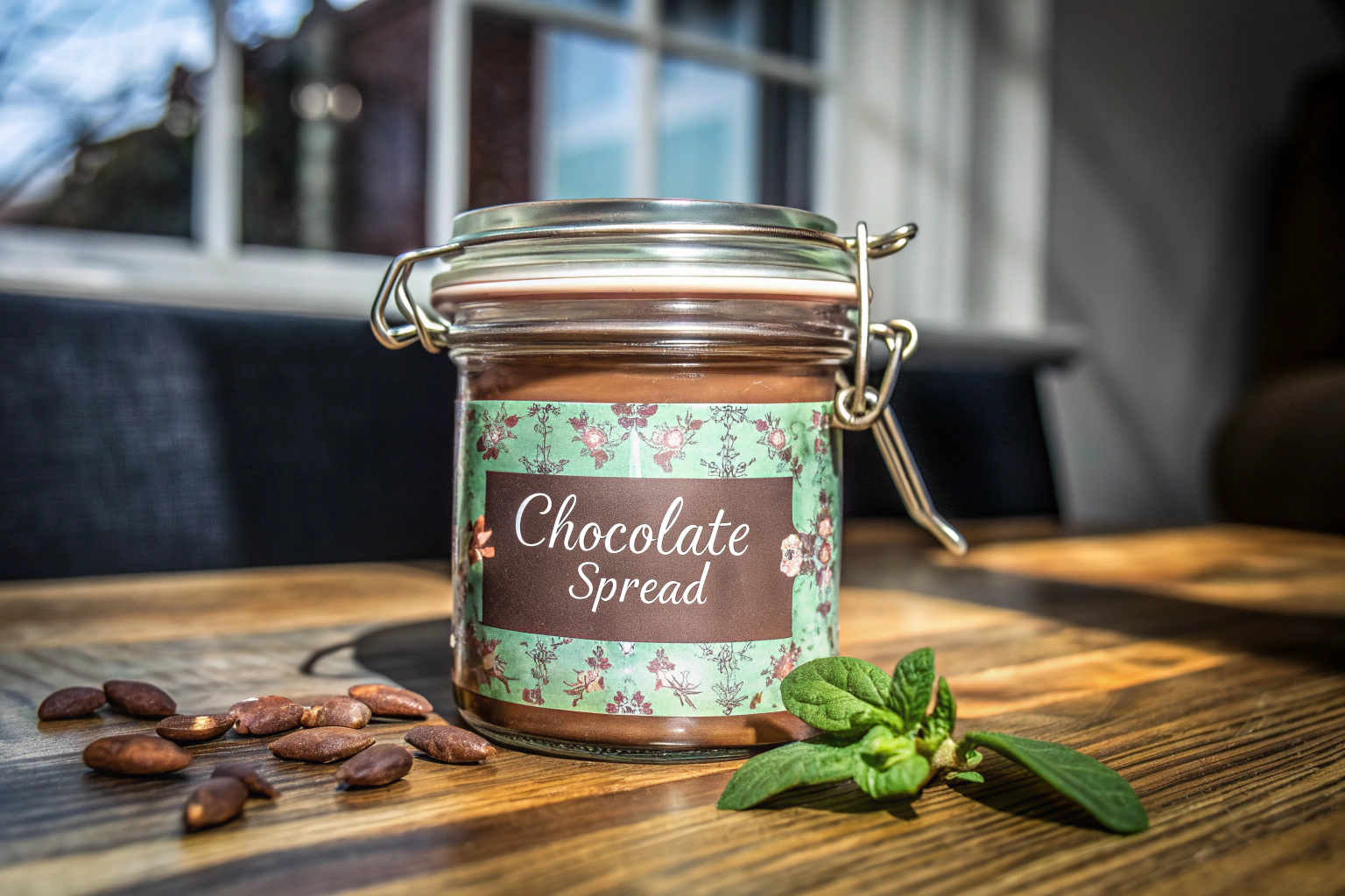 Personalisierte Etiketten auf einem Glas Schokoaufstrich, ideal als Geschenk für Naschkatzen. Personalisierte Etiketten für Schokoaufstriche
