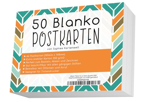 Sophies Kartenwelt Blanko Postkarten Set mit 50 Karten