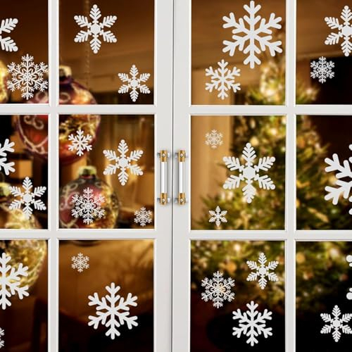 Naler 96 Schneeflocken Fensterbild Abnehmbare Fensterdeko