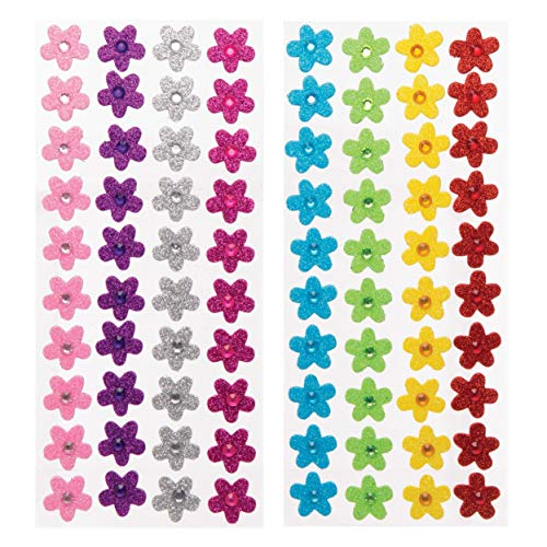 Baker Ross Moosgummi-Aufkleber „Blumen mit Schmucksteinen“