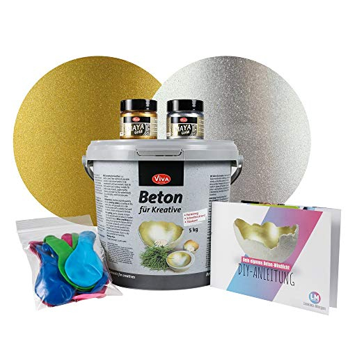 5 kg Beton Set für Große Windlichter (Gold/Silber) - Kreativ Beton