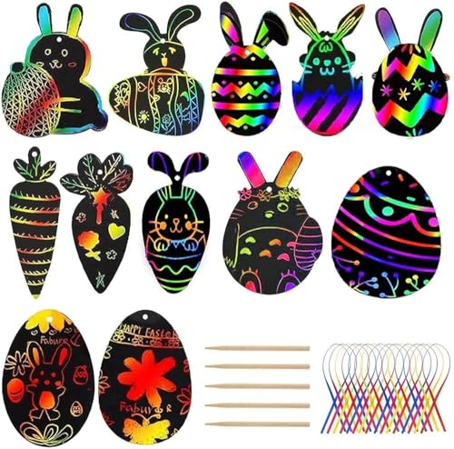 Faburo 36pcs Bastelset Ostern Kratzbild