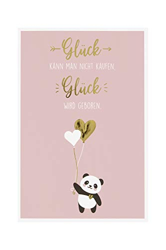 bsb Karte zur Geburt - Geburtskarte Mädchen & Junge mit Panda-Motiv