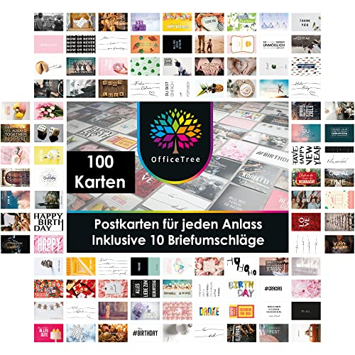 OfficeTree 100x Grußkarten Set A6 mit 10 Umschlägen