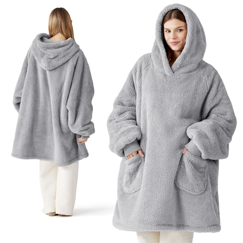 BEDSURE Hoodie Decke mit Ärmeln Kuschelpullover