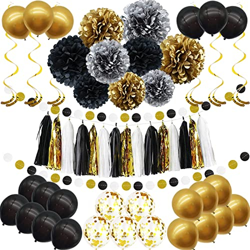 Party Dekoration Set Schwarz Gold