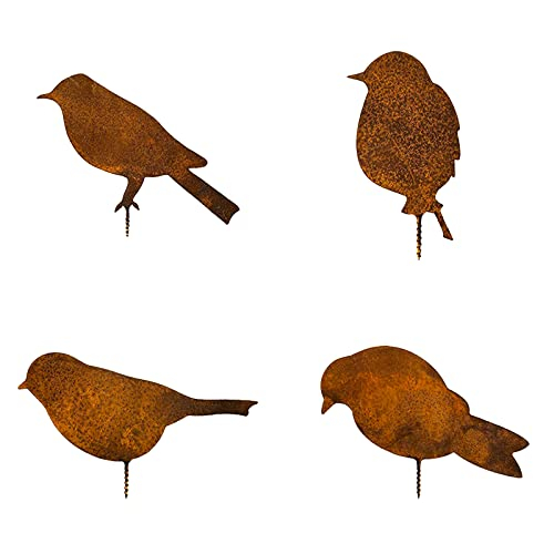 thirei Gartenstecker, 4 Stück Rost Vögel