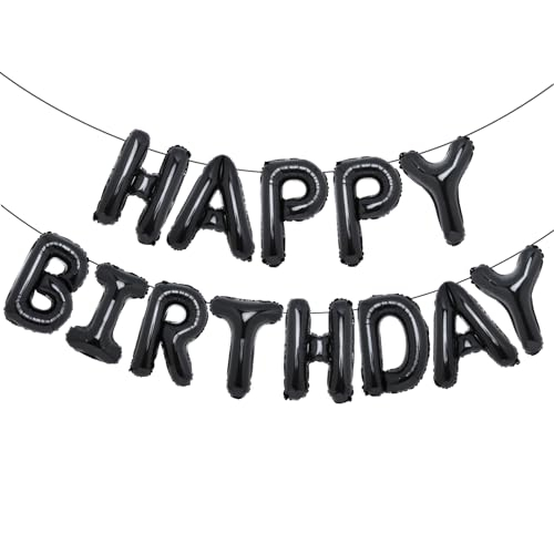 Accevo Schwarzes "Happy Birthday"-Ballon-Banner