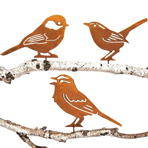 JYUECIAN Vögel Gartenstecker Rost Deko