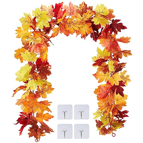 COOLUCK 2 Stück Herbst Girlande Ahornblätter